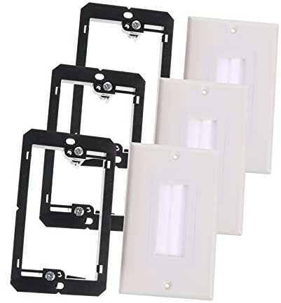 WOONEKY 3pièces Lot De Plaques Murales à Brosse Simple Avec Support De Montage Simple Gang Panneau Décoratif Américain Et Flexible Pour Passage De Câbles Basse Tension Et Protection Anti