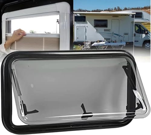 Finestra per camper, presa d'aria da tetto con schermo e visiera, finestra a battente, 550 x 400 mm, per roulotte ( 500X450mm)