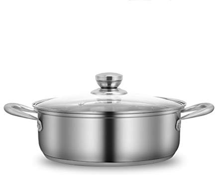 Stainless Steel Braising Pan with Glass Lid Heat Resistant Handles 30cm Diameter