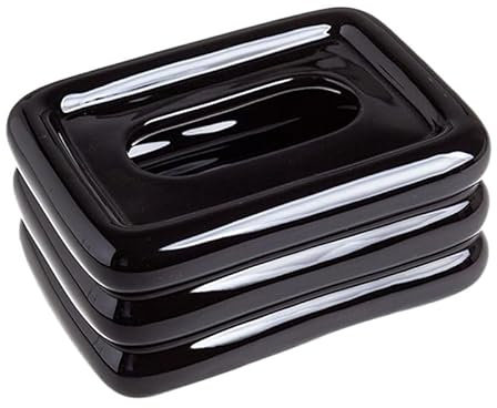 XYUERU Caja de pañuelos de cerámica, servilletero de Escritorio, Caja de pañuelos for cosméticos, dispensador de pañuelos for Dormitorio, Sala de Estar, baño y Oficina.(Black)