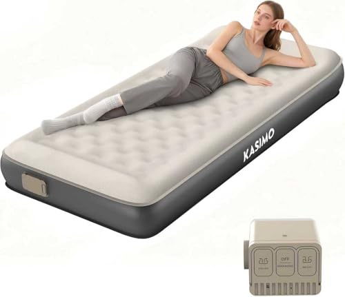 KASIMO TPU Luftmatratze selbstaufblasend, Luftbett 1 Person, Gästebett mit integrierter Elektrischer Pumpe, aufblasbare matratze mit Kissen, luftmatratze 190x90x22cm für Gäste zu Hause und Camping