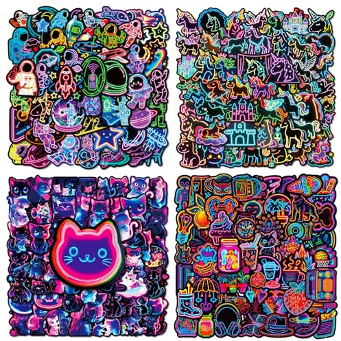 218Pcs Colorful Neon Vinyl Stickers, Suitable for Children, Teenagers and Adults, Suitable for Laptops, Skateboards, Water Bottles, Luggage and Other Waterproof Stickers, Perfect for Party Gifts, Teac