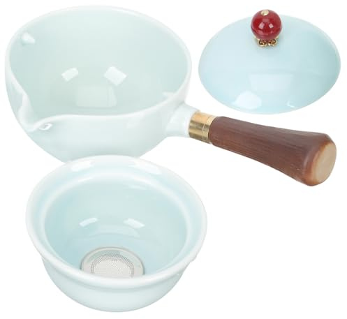 LIFKOME Teiera in Ceramica Elegante con Filtro Automatico e Manico Lungo Bollitore per Tè Resistente al Calore per Casa e Ufficio Design Retrò Chic e Leggero