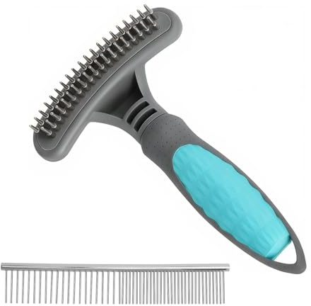 DAWRIS Desenredador y desenredador de pelo para perros y gatos – Rastrillo y peine de desenredar para mascotas de pelo largo, elimina nudos, enredos y pelusa – Cepillo de aseo para perros y gatos