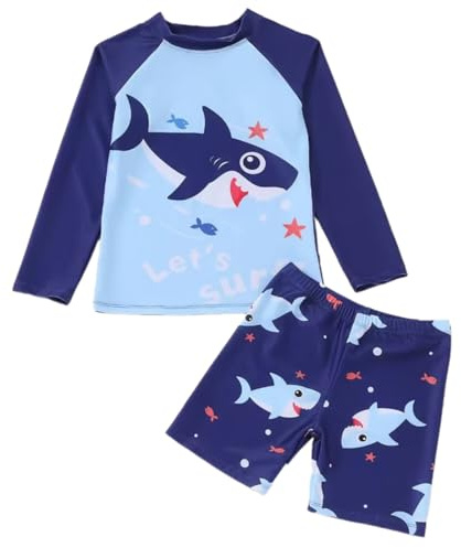Zkydhbd Ragazzo Due Pezzi Costume Da Bagno Set Bambino Manica Lunga Rashguard Costume Da Bagno Con Costume Da Bagno Ragazzo Manica Lunga Costume Da Bagno Poliestere Costumi Da Bagno Per Ragazzi