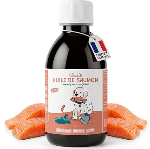 Olio di Salmone Norvegese Puro 200ml per Cani e Gatti | Pelo Lucido, Articolazioni & Cuore Sano | Omega-3 EPA & DHA | Con Pipetta Dosatrice | Museau & Co