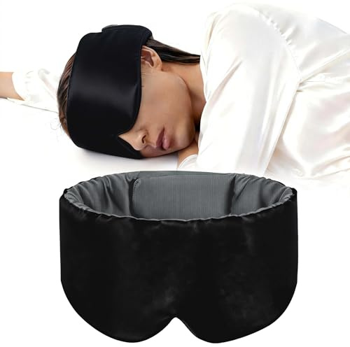SHIHERESH Maschera per il sonno, comoda maschera per gli occhi per il sonno, adatta per uomini, donne e bambini, maschera per gli occhi reversibile (nero ispessito)