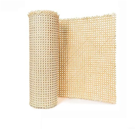 Rollo de malla de ratán de textura natural para kit de bastones de silla, construcción de plástico resistente y fibra sintética adecuada para decoración de bricolaje (O)