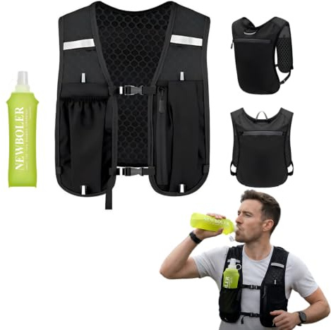 Lightweight Running Vest Hydration Vest Trail Running Vest with 500ml Soft Flask Men Women Adjustable Chest Straps Soft Flask Pocket for Cycling Climbing Hiking