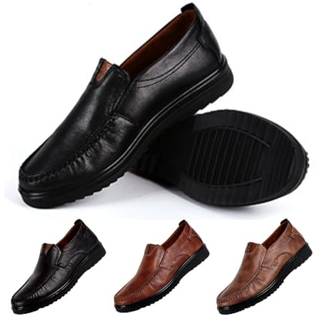 GUNJXNIL läderskor herr tofflor läder affärsskor slip-on kostymskor klassiska Oxford skor casual bekväma slip-on skor lätta halkfria fritidsskor mjuka undersida herrskor