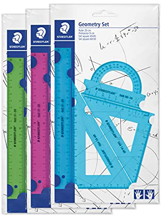 STAEDTLER 569 PB Geometrieset – 18er Display, Zirkel & Geodreieck