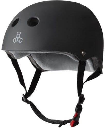 Triple 8 The Certified Sweatsaver Skateboarding Helmet, Black Rubber, x-large/xx-large