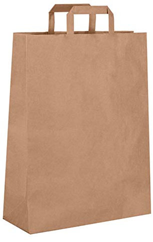 Dila GmbH 50 braune Papiertragetaschen, recycelbar, 32 x 21,5 x 27 cm