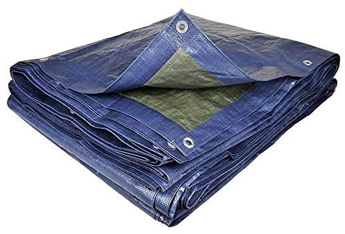 TERRE JARDIN - Bâche de Protection Extérieur, 2 x 8 m - Bâche à Bûches Résistante, Polyéthylène 70 g/m², Anti UV - Bâche pour Bois de Chauffage - Œillets en Aluminium - 2 x 8 - Bleu