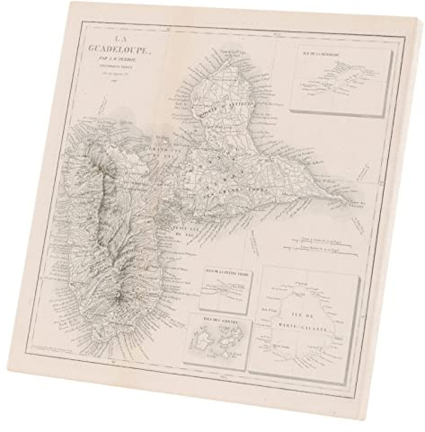 Dekorativ målning tryckt duk affisch 971 Guadeloupe Department vintage karta Frankrike region (41 cm x 40 cm)