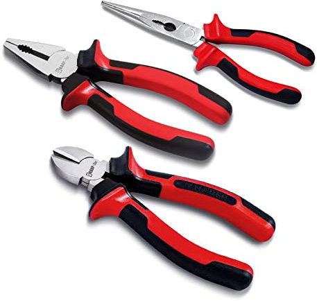 Sharp-tec Set di 3 pinze: tronchesi da 20,3 cm, a becco lungo e pinze combinate – Set di attrezzi professionali del Regno Unito