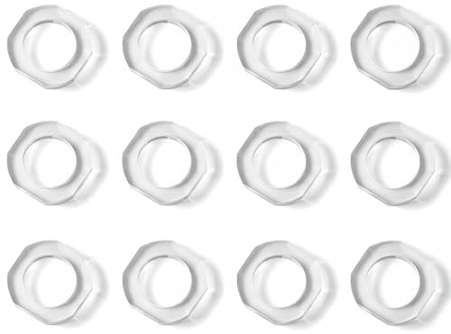 ALPHA Living HOME Acrylic Napkin Rings Set of 12-Elegant Napkin Holders for Cloth Napkins, Classic Round Serviette Rings for Dining Table Décor, Weddings, Banquets, Parties & Gatherings (Transparent)