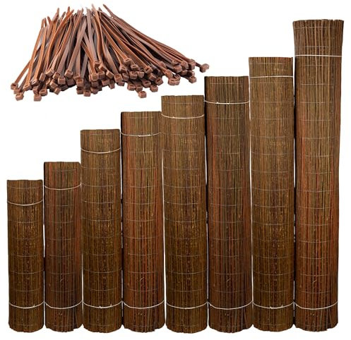 Ogrodzenia Wiklinowe Weidenmatte 100 x 300 cm - Balkon Sichtschutz - Zaun Garten aus Holz - Sichtschutz Garten - Windschutz & Sonnenschutz - Schattenspender
