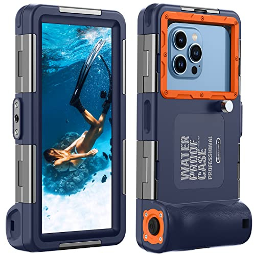 Lanhiem Diving Waterproof Phone Case, [Upgrade&Universal] Underwater for Photo Video Outdoor Swimming Snorkeling Surfing for iPhone Galaxy Huawei Series Smartphones (Orange)