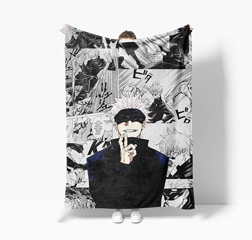 Zhongkaihua Coperta in flanella con stampa anime Itadori Yuuji/Okkotsu Yuta/Sukuna/Fushigura Megumi/Gojo Satoru, biancheria da letto ultra morbida e calda