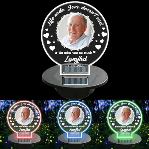 TTFEVVGX Piquet commémoratif rond personnalisé en acrylique solaire pour amoureux de la famille ou pour les amoureux