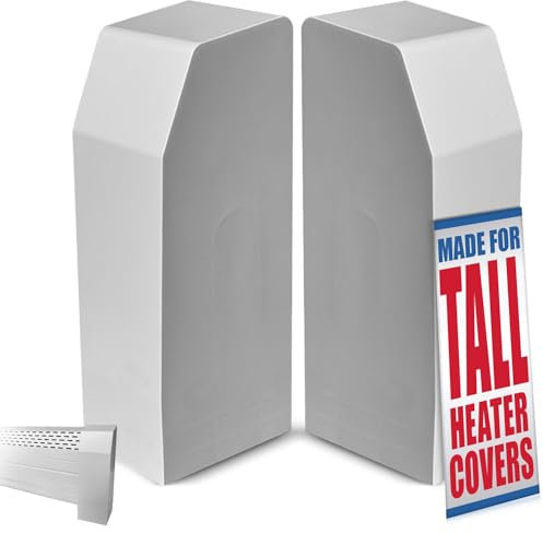 [2 Pack] TALL End Caps For Oversized Baseboard Heater Covers - 9 Inch Tall Plastic Left & Right End Cap - Fits Most Large & Oversized Baseboard Heaters - Can Trim For Exact Size - Gas Heaters Only