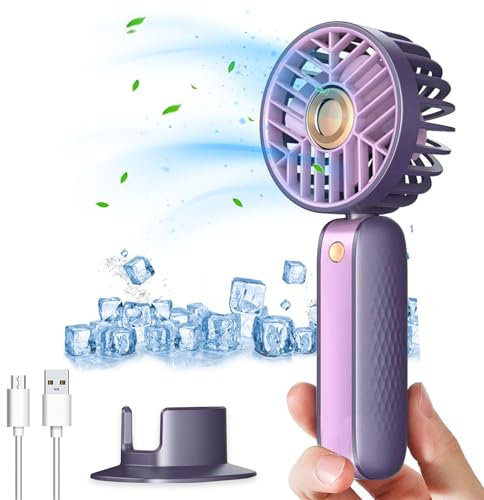 XVZ Mini Ventilateur Portable USB Rechargeable - Ventilateur de Poche Personnel avec 3 Vitesses, parfait pour l'extérieur, le bureau et les voyages - Batterie 2000mAh pour 4-8H d'autonomie - Violet