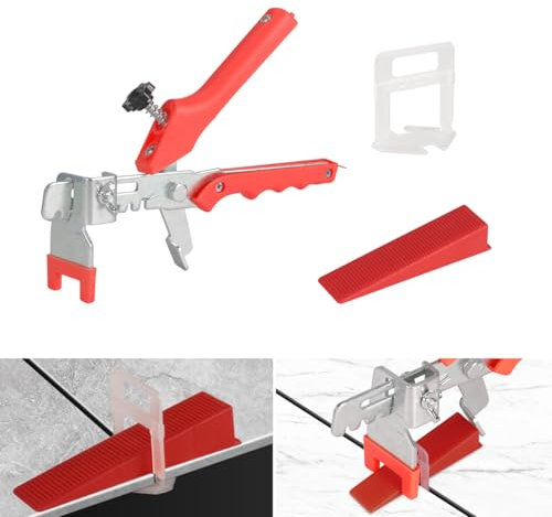 Tile Leveling System with Tile Plier - 600-Piece Tile Spacers Clips and 200-Piece Reusable Wedges - Tile Tools Set for Stone Installation (1/16 Inch Tile Spacers)