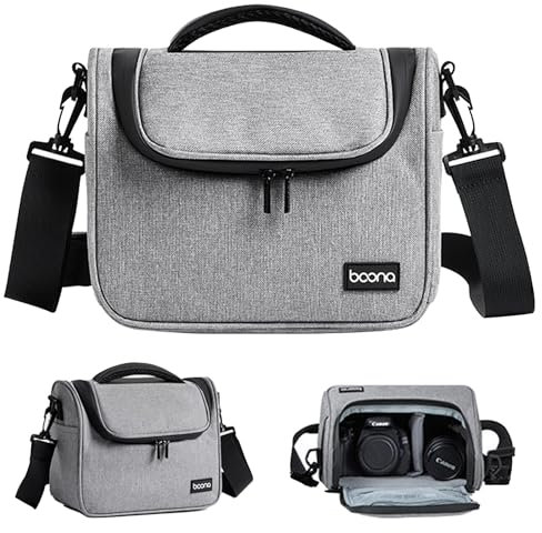 Linpr Bolsa Funda para Cámara Reflex/DSLR Impermeable - Bandolera o Mochila Fotografía Profesional, Compatible con Nikon, Canon EOS, Sony Alpha | Estuche Protector Ajustable con Porta (Gris, Pequeño)