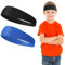 WLLHYF 2 Stück Sport-Stirnbänder für Kinder, weiche sportliche Schweißbänder, Stirnband für Mädchen und Jungen, feuchtigkeitsableitendes, elastisches Haarband für Kinder und Jugendliche (Schwarz+blau)