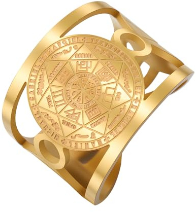 TEAMER Bague sceau des sept archanges réglable en acier inoxydable pour homme et femme
