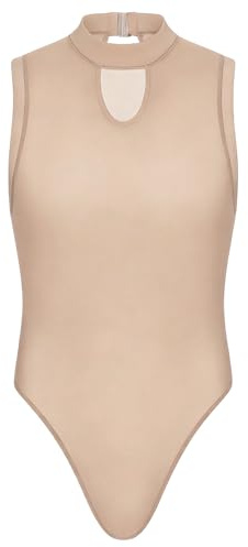 AIEOE Herr glänsande bodys ärmlös stringbody i ett stycke transparent kompression singlet en storlek
