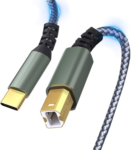 Cable Impresora 3M Cable USB 2.0 Tipo A a Tipo B Macho con Conectores Dorados para Impresora Compatible con HP Canon para Epson Brother for Lexmark Escáner Disco Duro Fotografía Digital