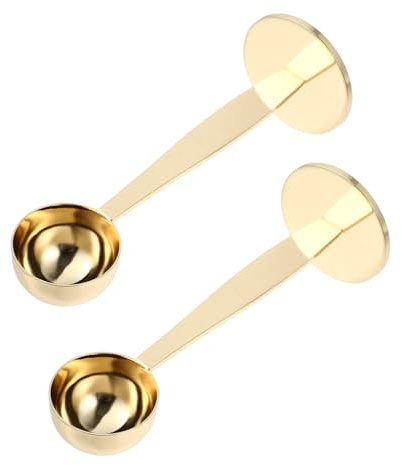 FUNOMOCYA 2 Piezas Cuchara Dosificadora y Apisonador Espresso de Acero Inoxidable Cucharita Café Resistente y Fácil de Usar para Medir y Prensar Café Molido de Dorado