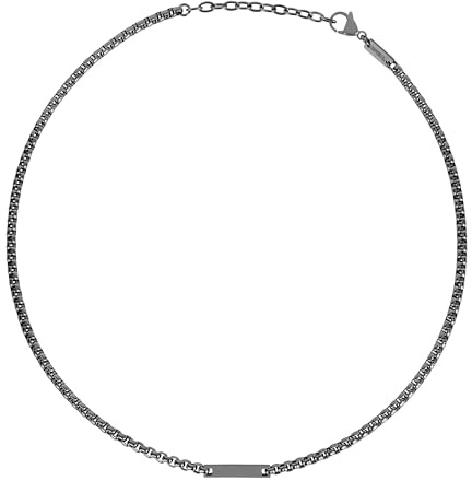Breil, Collezione Ted Ext, Collana Uomo in Acciaio IP Gun Lucido, con Elemento Centrale, Maglia Squadrata, Chiusura Regolabile, Lunghezza fino a 52 cm, Idea Regalo Uomo