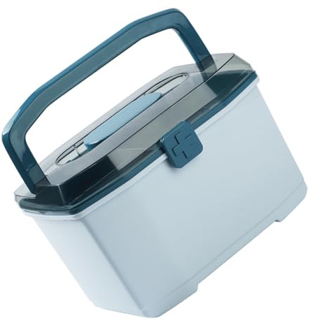 FOMIYES Caja de Medicamentos de Plástico Gran Capacidad Contenedor de Medicamentos para Escritorio Estuche de Primeros Auxilios Organizador de Farmacia para Uso Doméstico