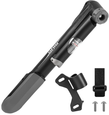GIYO GP-41CP Mini pompe à vélo avec support de cadre télescopique et vis, mini pompe en plastique pour toutes les valves, pas de commutation ou d'adaptateurs nécessaires