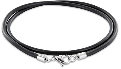 AURORIS Halskette/Armband - Kautschukband schwarz Dicke 3mm mit Karabinerverschluss aus 304 Edelstahl - Länge: 40cm