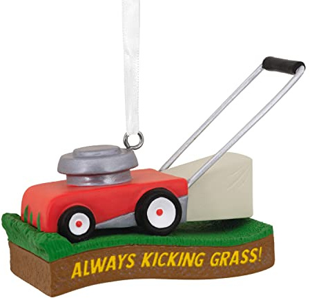 Hallmark Kicking Grass Lawn Mower Resin Christmas Ornament (0001HGO3054)