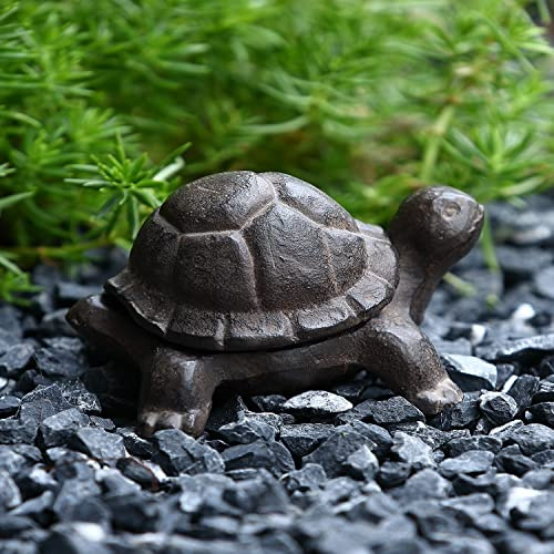 WEMPOLU Turtle Key Hider, Outdoor Garden Decorative Hidden Key Rock Holder, Brown