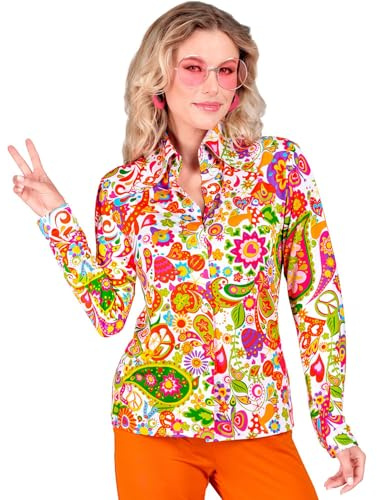 W WIDMANN MILANO Party Fashion - Chemisier Hippie pour Femme, Haut Flower Power des années 60 pour Le Carnaval, soirée à thème