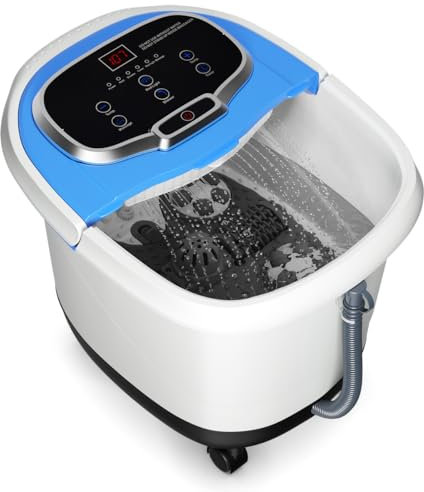 HOMASIS Massaggiatore per piedi con rulli, scaldapiedi elettrico massaggiatore per doccia, massaggiatore per bagno elettrico timer 10-60 minuti/35-48 ℃/500 W, 46 x 37,5 x 38,5 cm (blu)