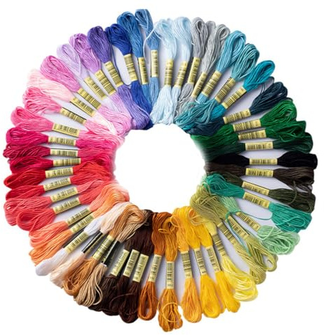 Filo da Ricamo 50 Colori Punto Croce per Braccialetti Dell'amicizia, per Adulti,Bambini e Principianti Fili da Ricamo 8m