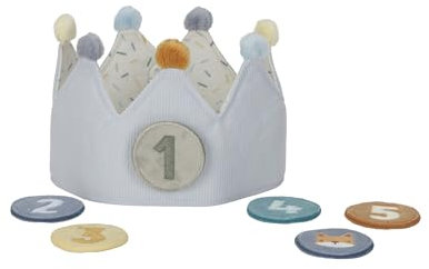 Little Dutch Geburtstagskrone Stoff für Kinder mit austauschbaren Zahlen 1-5 Fuchs - blau