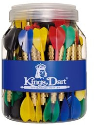 Kings Dart Softdartpfeile-Set | robuste Dartpfeile für elektronische Dartscheiben | 100% Messing-Barrel, Longlife-Spitzen, Flights u. Schaft aus Kunststoff | 16g | L: 15 cm | Bunt