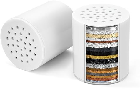 2pcs Filtro Doccia di Ricambio Cartuccia Universale, Compatibile con Filtro Doccia Universale di Design Simile, Rimuove i Metalli Pesanti di Calcare e Cloro e Altri Depositi in Acqua Dura