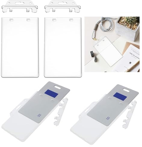 Funda para tarjetas de identificación, 4 unidades, soporte para tarjetas de identificación con cierre para menos frecuencia, funda vertical de plástico duro, funda protectora para pasaportes, tarjetas