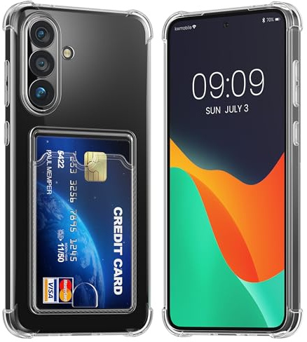 kwmobile TPU-fodral med kortplats Kompatibel med Samsung Galaxy S26 Fodral - Stötsäkert plånboksfodral för smartphone - Inbyggd kortplats - Transparent