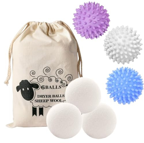 3 Pezzi Palline di Lana, Sfera Palla Asciugabiancheria, Lana Della Nuova Zelanda Senza Agenti Chimici e Plastica, Riducono il Tempo di Asciugatura