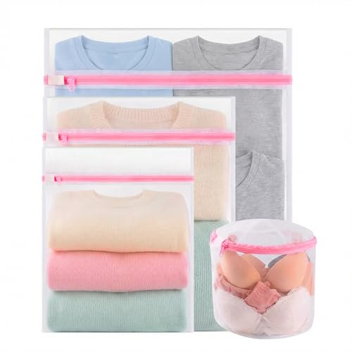 4PCS Mesh Laundry Bag, Reusable Durable Delicates Laundry Bag for Washing Machine, Mesh Laundry Bags for Blouse, Hosiery, Underwear, Bra, Lingerie and Baby Clothes, Laundry Bags Organizer